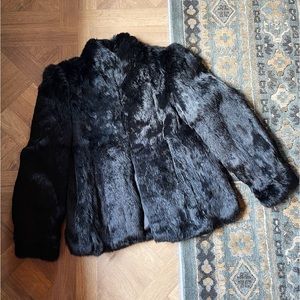 100% Rabbit Fur Coat in Black